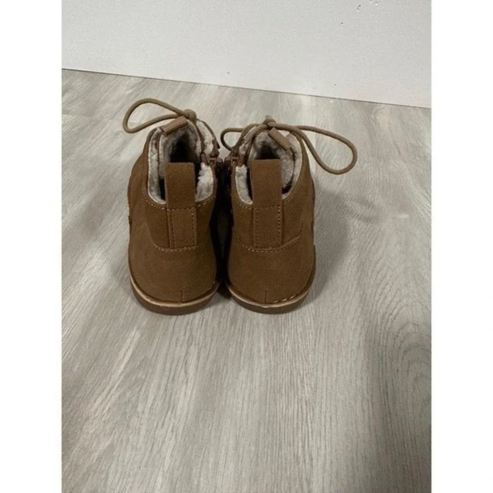 Kids Nolincoln PU Faux Suede Shearling Lined Boots Size 13M Brown Zip‎ Lace Up
